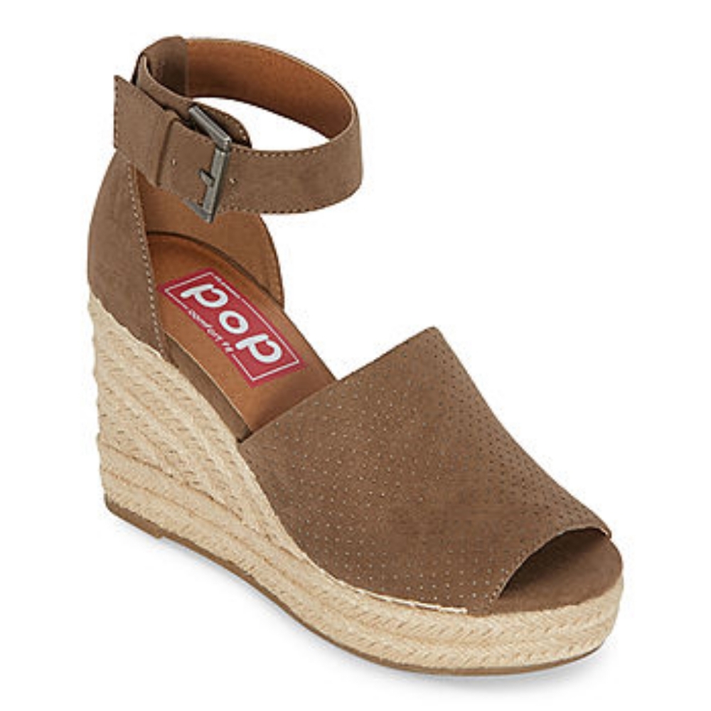 pop Taupe Espadrille Wedge Sandals